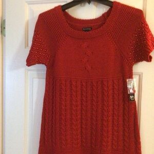 Red Short Sleeve Knit Sweater